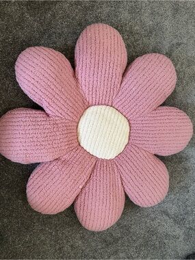 Pink Flower Petal Throw Pillow with Cream Center